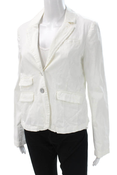 Hei Hei Women Blazer White Cotton Spandex Long Sleeve Button Size S