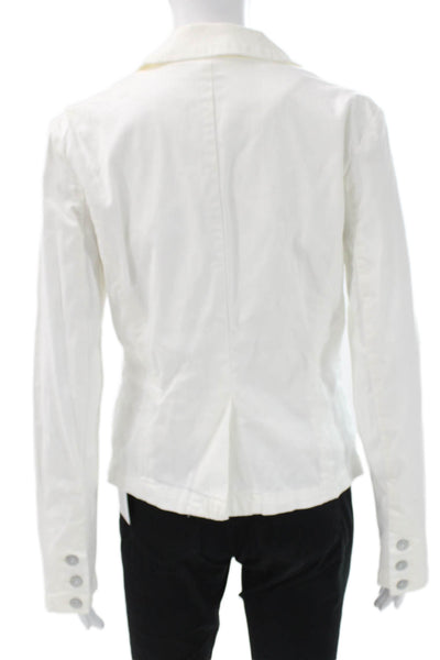 Hei Hei Women Blazer White Cotton Spandex Long Sleeve Button Size S