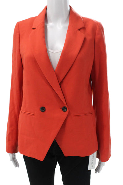 Buckley Womens Blazer Orange Polyester Blend Button Long Sleeve Size 8