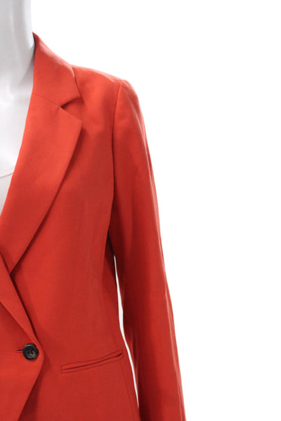Buckley Womens Blazer Orange Polyester Blend Button Long Sleeve Size 8