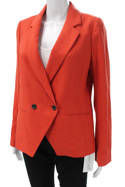 Buckley Womens Blazer Orange Polyester Blend Button Long Sleeve Size 8