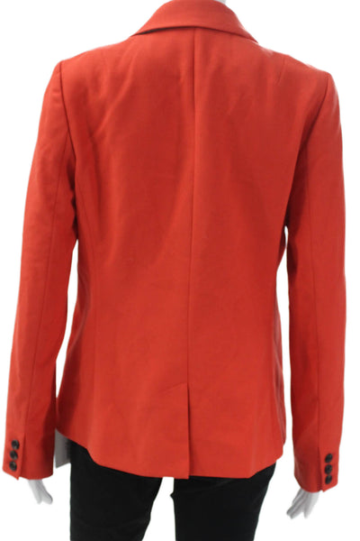 Buckley Womens Blazer Orange Polyester Blend Button Long Sleeve Size 8