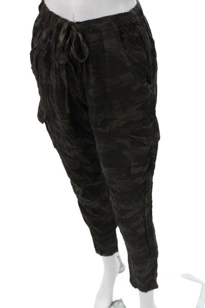 Sanctuary Womens Cargo Pants Green Camo Rayon Drawstring Size M