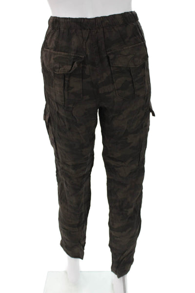 Sanctuary Womens Cargo Pants Green Camo Rayon Drawstring Size M