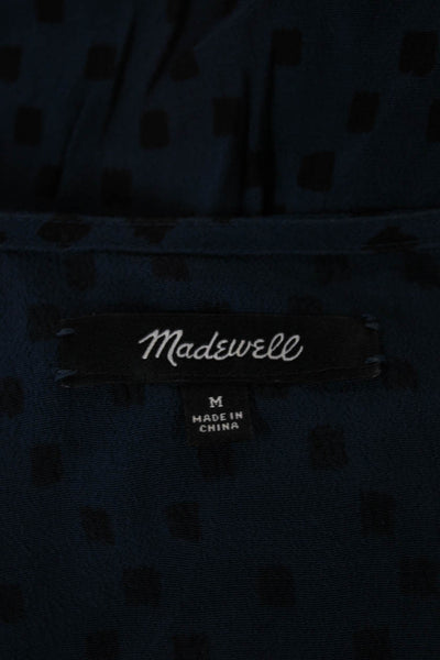 Madewell Women Wrap Dress Blue Viscose V Neck Short Sleeve Knee Length Size M