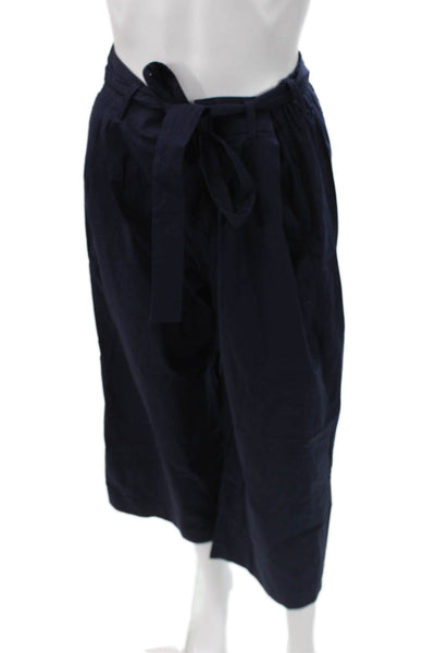 J Crew Women Paperbag Pants Blue Cotton Tie Size 8