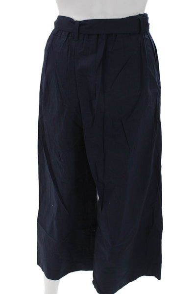 J Crew Women Paperbag Pants Blue Cotton Tie Size 8