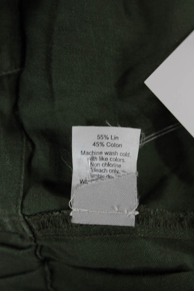 J Crew Women Cargo Pants Green Linen Drawstring Size 6