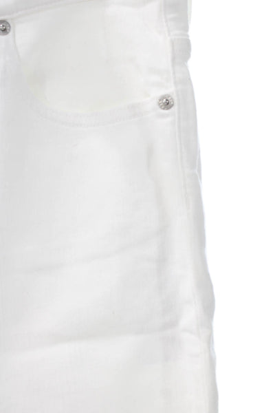 J Crew Womens High Rise Ankle Jeans White Button Cotton Blend Inseam 24 Size 29