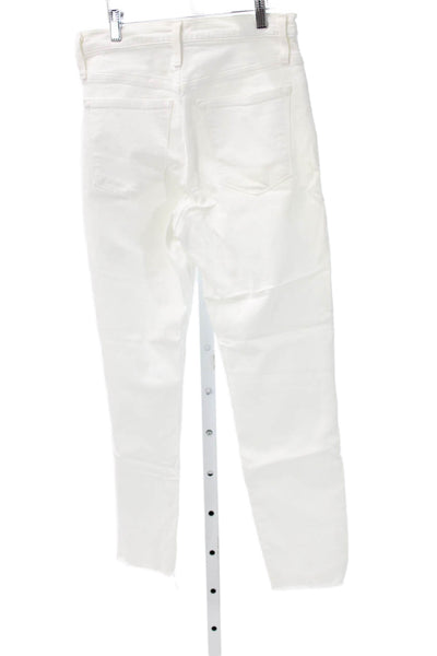 J Crew Womens High Rise Ankle Jeans White Button Cotton Blend Inseam 24 Size 29