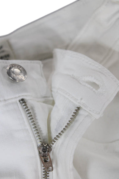 J Crew Womens High Rise Ankle Jeans White Button Cotton Blend Inseam 24 Size 29