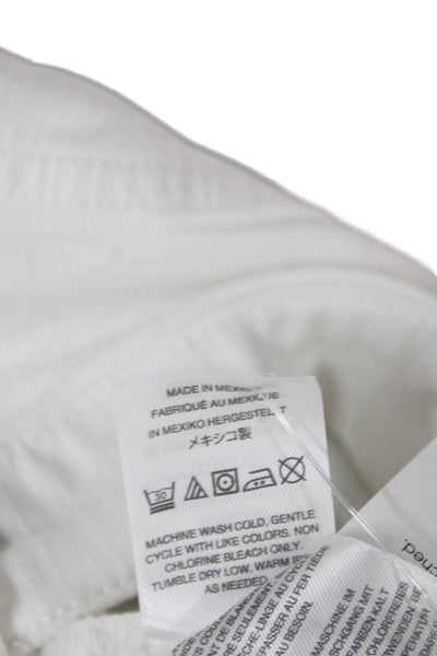 J Crew Womens High Rise Ankle Jeans White Button Cotton Blend Inseam 24 Size 29