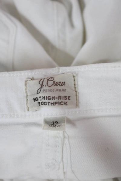 J Crew Womens High Rise Ankle Jeans White Button Cotton Blend Inseam 24 Size 29