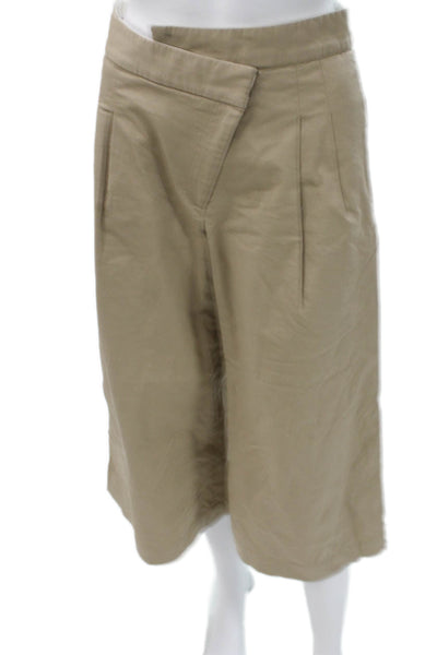 Monse Womens Cropped Pants Beige Cotton Zip Inseam 23 Size 2