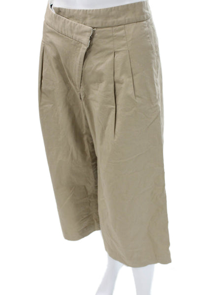 Monse Womens Cropped Pants Beige Cotton Zip Inseam 23 Size 2
