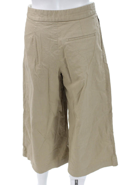 Monse Womens Cropped Pants Beige Cotton Zip Inseam 23 Size 2