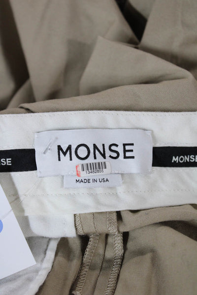 Monse Womens Cropped Pants Beige Cotton Zip Inseam 23 Size 2