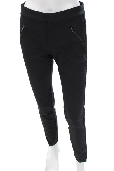 Rebecca Taylor Womens Ankle Leggings Black Polyester Zip Inseam 28 Size 2