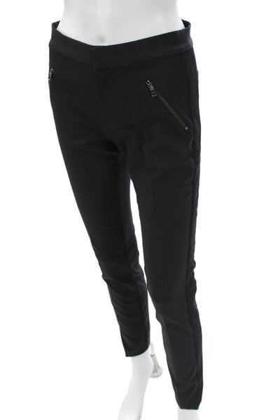 Rebecca Taylor Womens Ankle Leggings Black Polyester Zip Inseam 28 Size 2