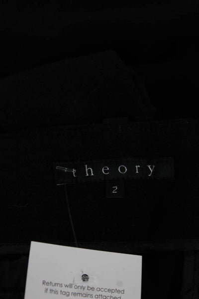Theory Women Dress Pants Black Wool Blend Button Closure Size 2
