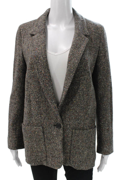 MiH Jeans Womens Basic Jacket Gray Tweed Button Long Sleeve Size XS