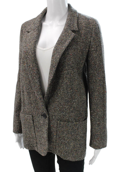 MiH Jeans Womens Basic Jacket Gray Tweed Button Long Sleeve Size XS