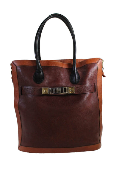 Proenza Schouler Womens Leather Zip Detail Large Shoulder Handbag Brown