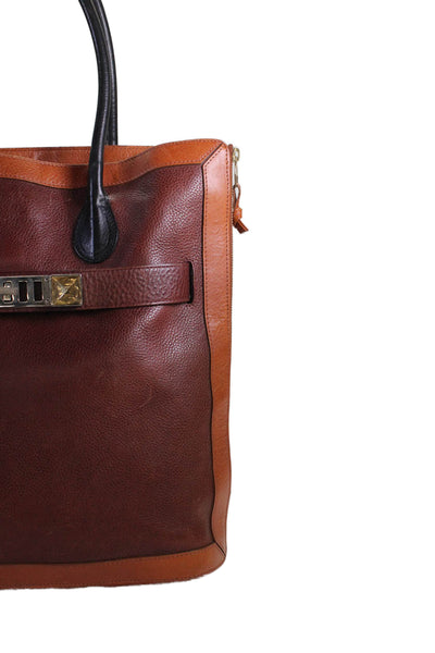 Proenza Schouler Womens Leather Zip Detail Large Shoulder Handbag Brown