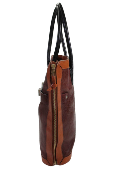 Proenza Schouler Womens Leather Zip Detail Large Shoulder Handbag Brown
