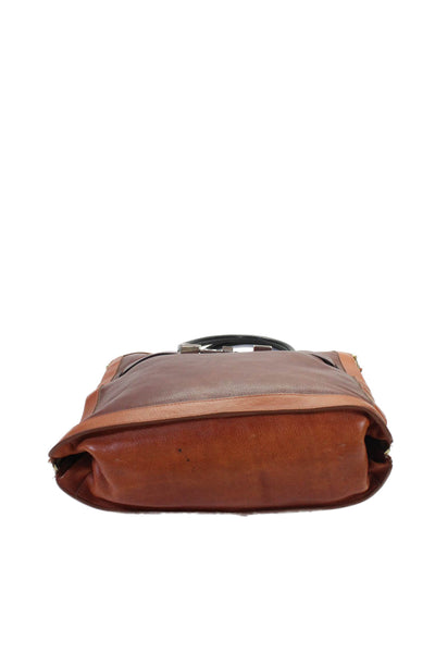 Proenza Schouler Womens Leather Zip Detail Large Shoulder Handbag Brown