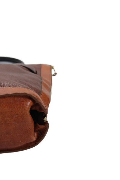 Proenza Schouler Womens Leather Zip Detail Large Shoulder Handbag Brown