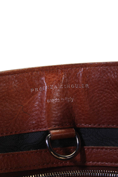 Proenza Schouler Womens Leather Zip Detail Large Shoulder Handbag Brown