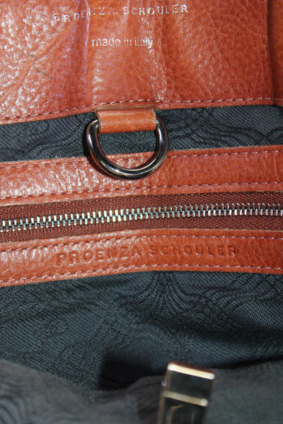 Proenza Schouler Womens Leather Zip Detail Large Shoulder Handbag Brown