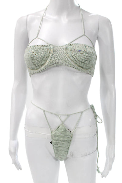 Michael Costello x Revolve Women Two-Piece Bikini Green Cotton Size XS