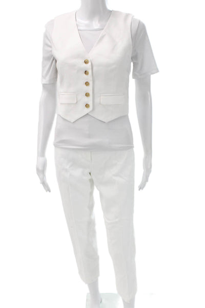 J Crew Womens Linen White Sleeveless Pantsuit Button Size 00
