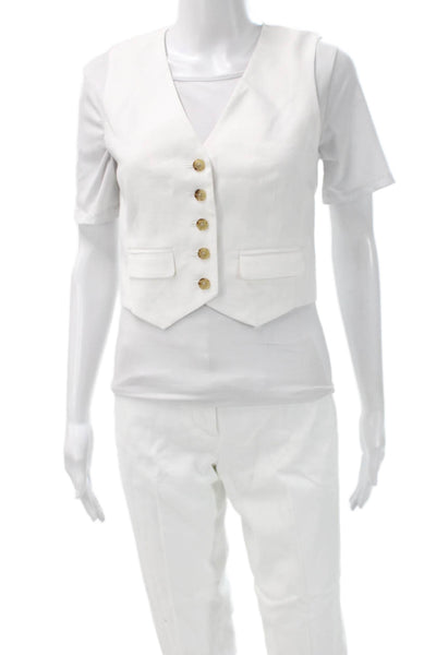 J Crew Womens Linen White Sleeveless Pantsuit Button Size 00