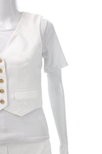 J Crew Womens Linen White Sleeveless Pantsuit Button Size 00