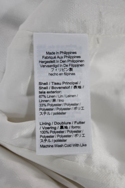 J Crew Womens Linen White Sleeveless Pantsuit Button Size 00