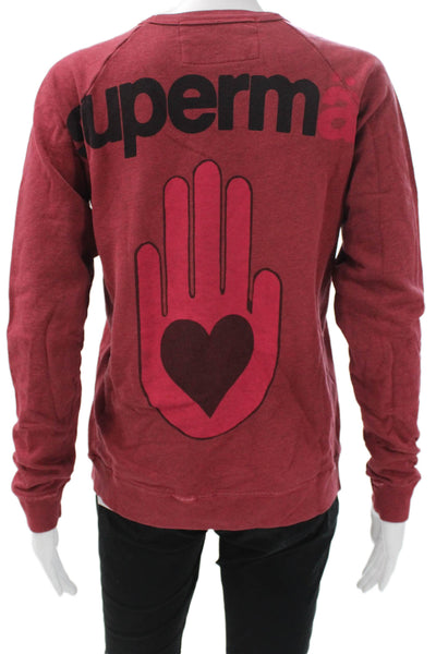FREE CITY Unisex Red Pullover Sweatshirt Cotton Crew Neck Long Sleeve Size S
