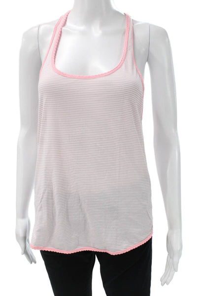 Lululemon Women Striped Scoop Neck Sleeveless Tank Polyester Blend Size 4
