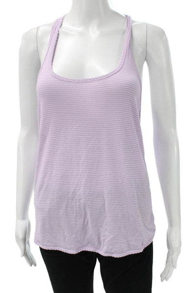Lululemon Women Purple Striped Scoop Neck Sleeveless Basic Tank Size 4