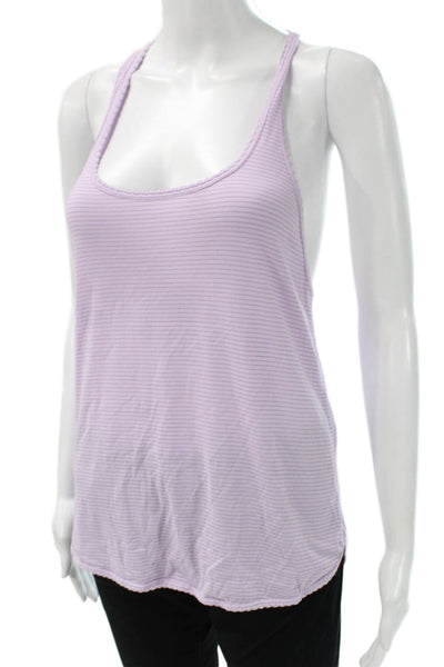 Lululemon Women Purple Striped Scoop Neck Sleeveless Basic Tank Size 4