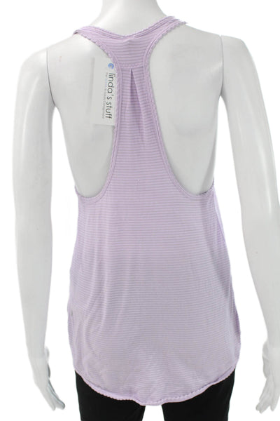Lululemon Women Purple Striped Scoop Neck Sleeveless Basic Tank Size 4