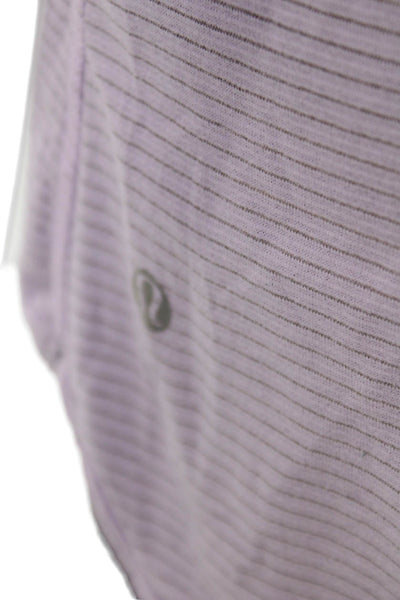 Lululemon Women Purple Striped Scoop Neck Sleeveless Basic Tank Size 4
