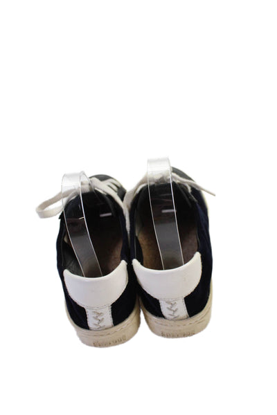 Soludos Womens Velvet Low Top Lace Up Sneakers Navy Blue Black Size 7.5
