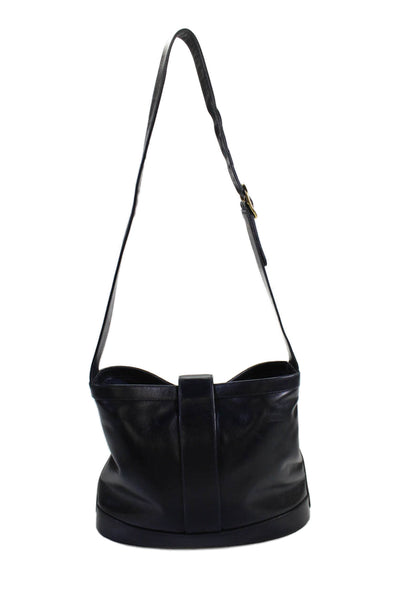 Gucci Womens Vintage Leather GG Embellished Hobo Shoulder Handbag Deep Navy