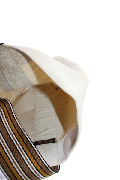 Loro Piana Womens Canvas Striped Handle Small Tote Bag Handbag Beige Brown