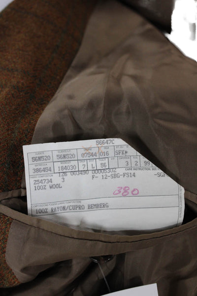Ermenegildo Zegna Mens Blazer Brown Plaid Wool Size 56