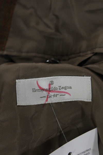 Ermenegildo Zegna Mens Blazer Brown Plaid Wool Size 56