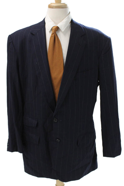 Alan Flusser Mens Blue Solid Blazer Size 44